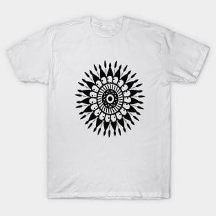 Mandala black flower geometry design T-Shirt